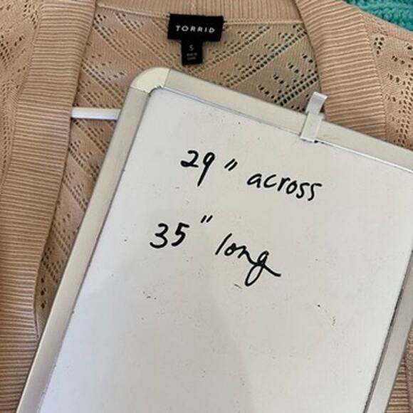 Torrid Pointelle Cardigan Sweater 5X Open Front Lightweight Knit Summer Neutral - Picture 10 of 10